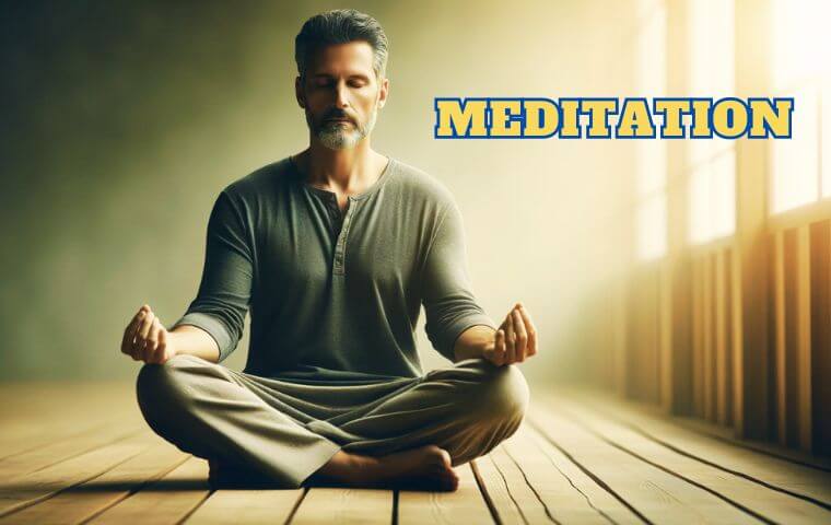 瞑想している男性（中高年必見！瞑想の始め方と効果的な実践法「心と体を癒す方法」）